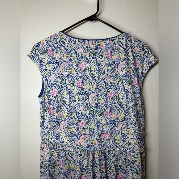 Boden Margot Paisley Floral Jersey Cap Sleeve Sheath Stretchy White Dress 10P - Picture 10 of 14